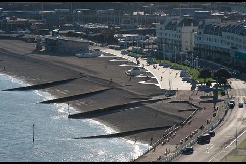 View of Tonkin Liu's Dover esplanade project from Dover castle